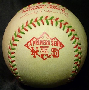 NL Baseball 1996 Rawlings La Primera Serie Official RON Baseball San Diego Padres New York Mets Monterrey Mexico