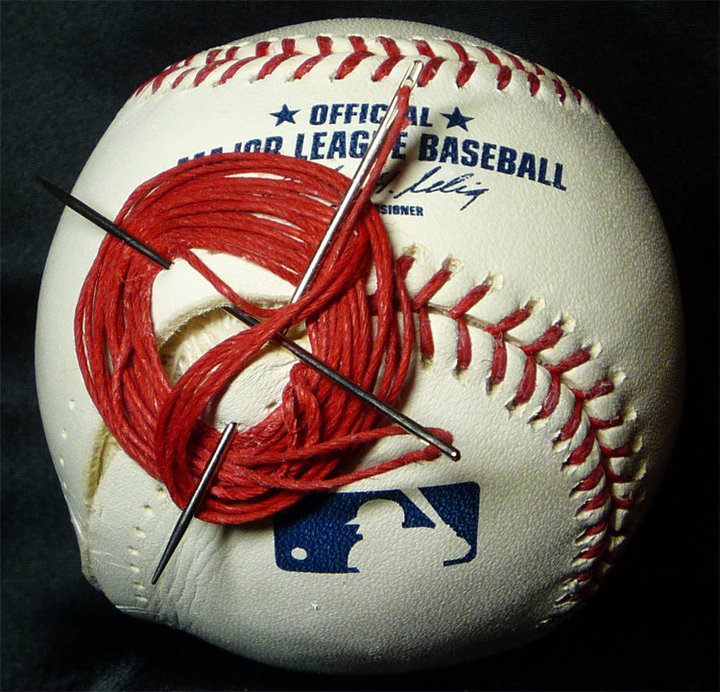 Official Rawlings game baseball common commissioner Allan Bud Selig stamped ROMLB with loose laces and needs made specifically for stitching demonstrations and perhaps as a sample baseball