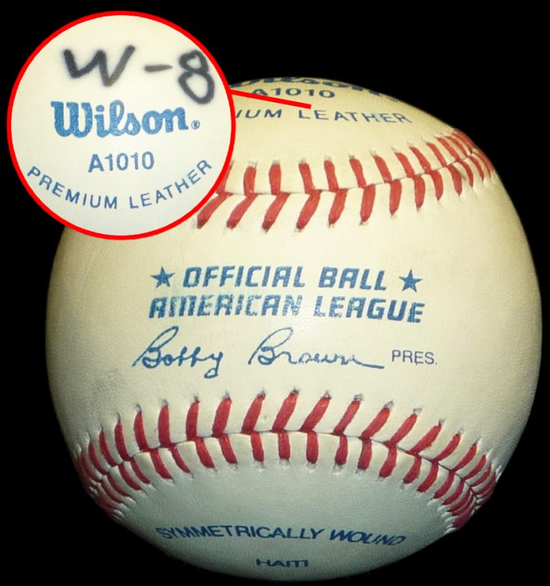MLB Prototypes 1980s Wilson American League Bobby Brown Sample Contract Submission Prototype Test Ball.