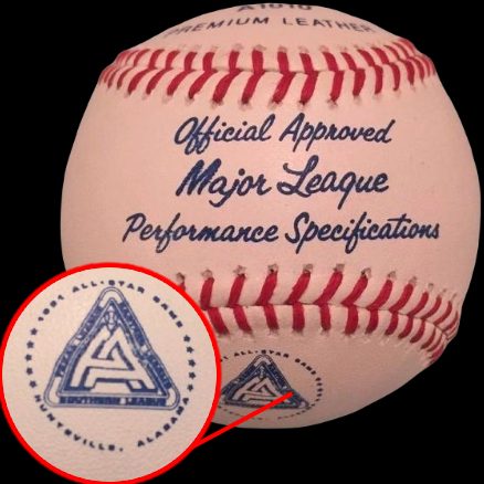 MiLB 1991 Wilson Double A Association (AA) All-Star Game Huntsville Stars Wilson Approved Ball. This image belongs to OfficialGameBalls.com Big League Baseballs and Big League Authentics. MLB ROMLB RO-A RO-N special event commemorative baseballs, logoballs on-field leather game balls. Categorized in MILB Minor League Baseball Official Gamers Triple-A Double-A Single-A AAA, AA.