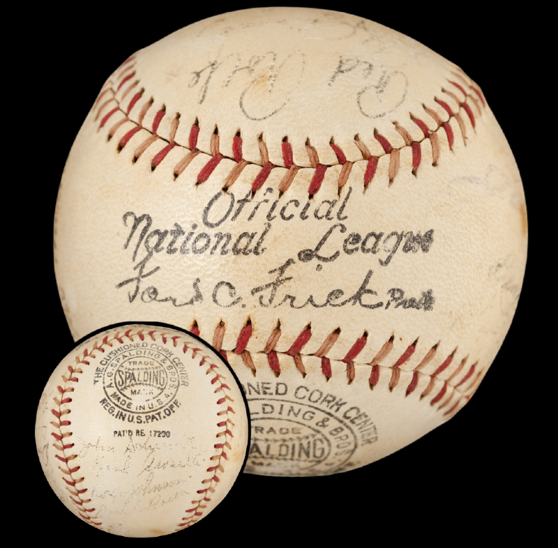 1937 Spalding NL New York Yankees Team Signed Baseball NL Frick Ball Red-Tan Laced. This image was produced by two photos which belong to and were provided by HA.com Heritage Auctions.