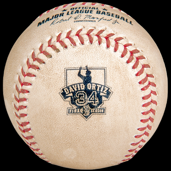 MLB Official Game Ball 2016 Rawlings Boston Red Sox David Ortiz Final Season Baseball Big Papi. Official Game Balls OfficialGameBalls.com Major League Baseball ROMLB commemorative special event on-field baseballs logoballs logo ball Rawlings National American League NL AL RO-N RO-A baseball BigLeagueBaseballs.com Big League Baseballs.