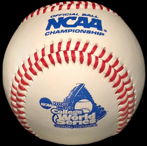 NCAA Official Game Ball 2008 Rawlings NCAA College World Series Omaha Baseball. Official Game Balls OfficialGameBalls.com Rawlings Wilson Baden Mizuno National Major League Baseball ROMLB NCAA Division 1, Division 2.Division 3, NAIA, NCSA, Junior College, Wooden Bat League.