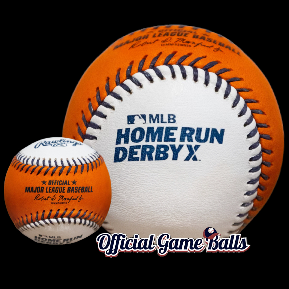 Official Game Ball 2024 Rawlings MLB Baseball Home Run Derby X Orange MoneyBall Baseball HRDX Bonus Ball OGB. Major League Baseball Rawlings ROMLB Official Game Balls OfficialGameBalls.com MLB All-Star Game World Series commemorative logo ball special event baseballs logoballs on-field Rawlings Inaugural Final Anniversary Game National American League NL AL RO-N RO-A ONL OAL BigLeagueBaseballs.com Big League Baseballs. NLDS ALDS NLCS ALCS Wildcard Division Championship Series Playoff Games OMLB.