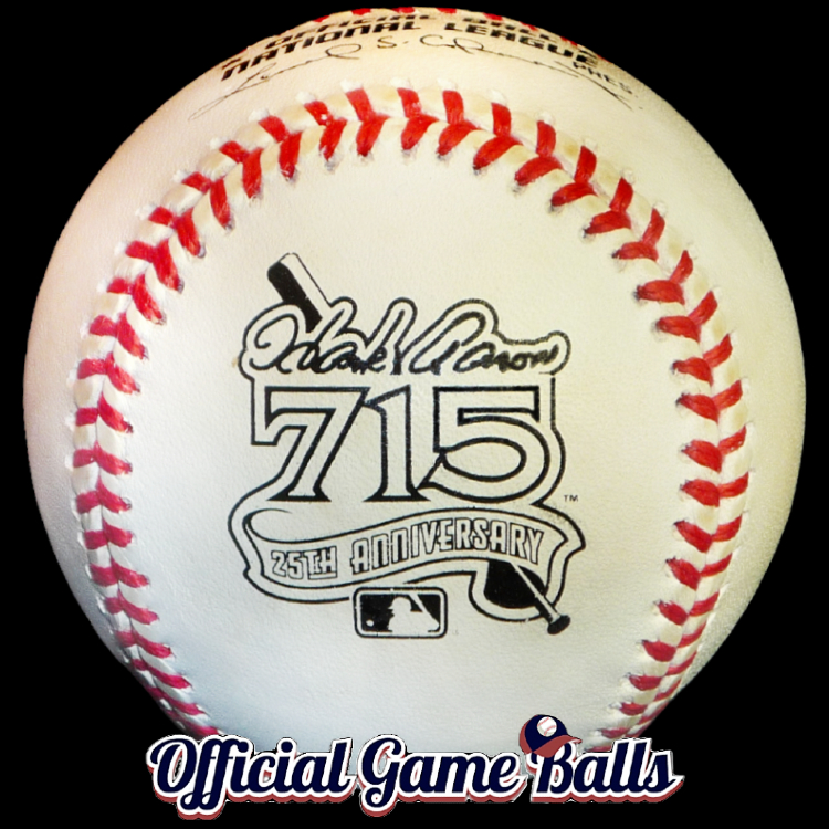 MLB Official Game Balls 1999 Rawlings National League Baseball Atlanta Braves Hank Aaron 25th Anniversary Home Run 715 Ball. Major League ROMLB-ASG Official Game Ball commemorative logo ball special event baseballs logoballs