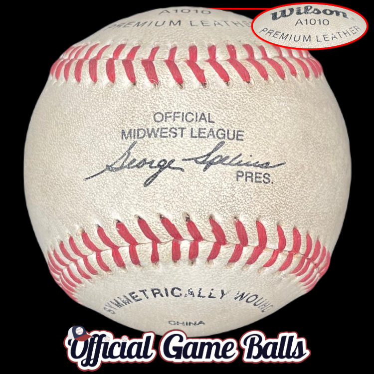 MiLB Official Game Balls 1993 Wilson Midwest League Baseball Official Single-A Ball George Spelius President. Minor League MiLB-ASG Official Game Ball commemorative logo ball special event baseballs logoballs.