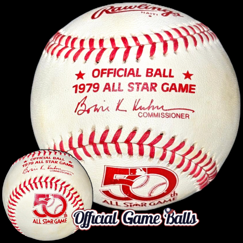 MLB Official Error Balls 1979 Rawlings MLB All-Star Game Baseball Error Reprint Ball 1981 Haiti One-Dot Stamp. Major League ROMLB Official Game Ball commemorative logo ball special event baseballs officialgameballs.com logoballs. MLB Rawlings Spalding Reach Prototypes Misprints Errors Miscellaneous Test Print Balls Color Laces Stitches Ink Stamp Variation