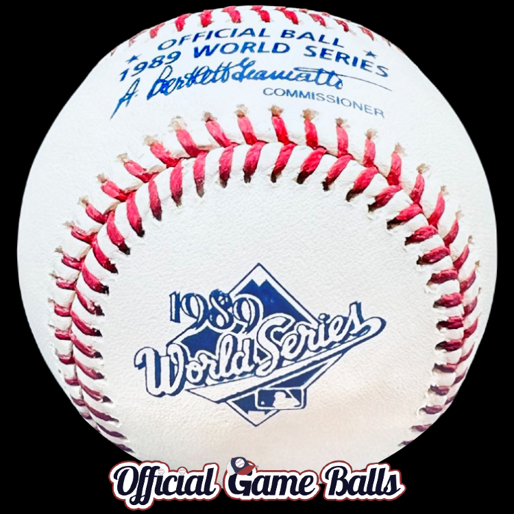 MLB Official Game Balls 1989 Rawlings MLB World Series Baseball ROMLB-WS Ball Haiti SS Stamp. Major League ROMLB Official Game Ball commemorative logo ball special event baseballs officialgameballs.com logoballs.