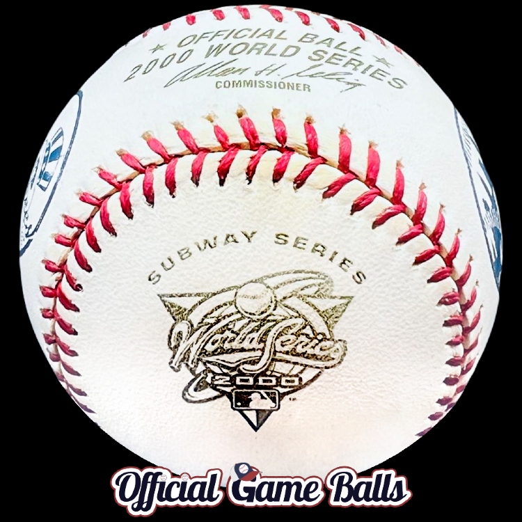 MLB Official Promo Balls 2000 Rawlings MLB World Series Subway Series Baseball Mets Yankees Dueling Logos Ball. MLB Major League Baseball Baseballs Balls ROMLB Official Game Ball OfficialGameBalls.com commemorative logo balls special event baseballs logoballs.