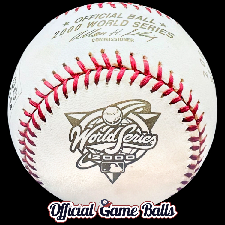 MLB Official Promo Balls 2000 Rawlings MLB World Series Subway Series Baseball Yankees Champions Ball. MLB Major League Baseball Baseballs Balls ROMLB Official Game Ball OfficialGameBalls.com commemorative logo balls special event baseballs logoballs.