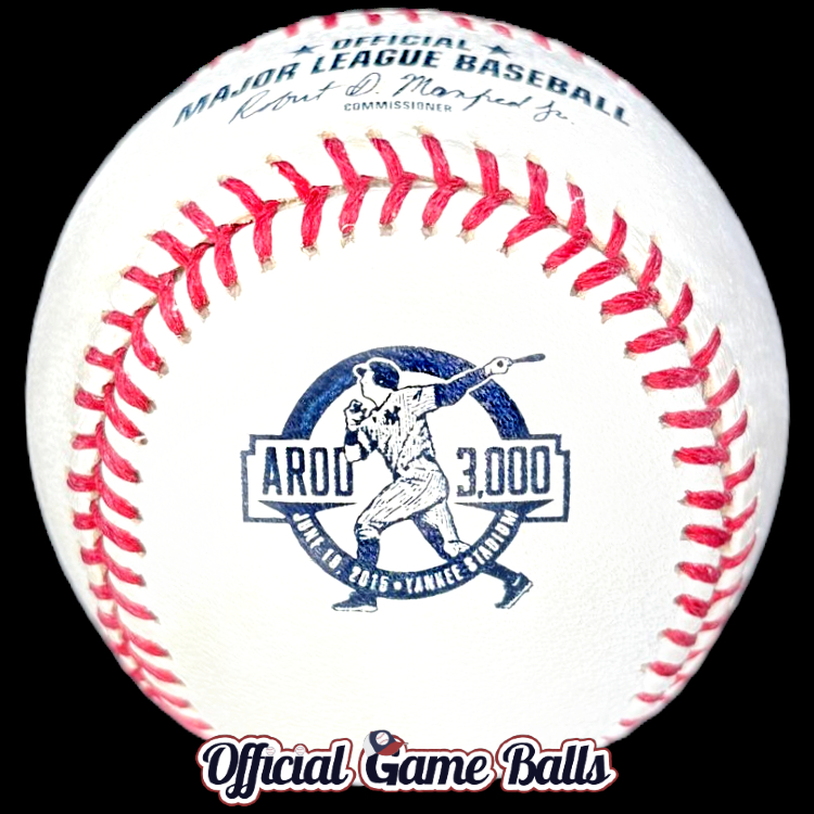 MLB Official Promo Balls 2015 Rawlings New York Yankees Alex Rodriguez 3000 Hits Baseball AROD Commemorative Ball. MLB Major League Baseball Baseballs Balls ROMLB Official Game Ball OfficialGameBalls.com commemorative logo balls special event baseballs logoballs.