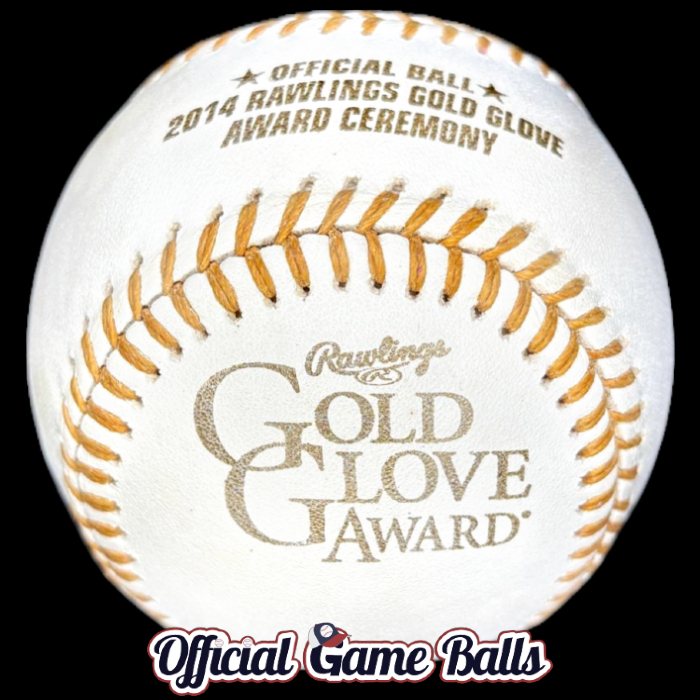 Rawlings Corporate Official Balls 2014 Rawlings Gold Glove Award Ceremony Baseball MLB GGA Awards Ball Rawlings Sporting Goods company promotional brand corporate leather baseball Major League ROMLB-grade Official Game Ball commemorative logo ball special event baseballs.