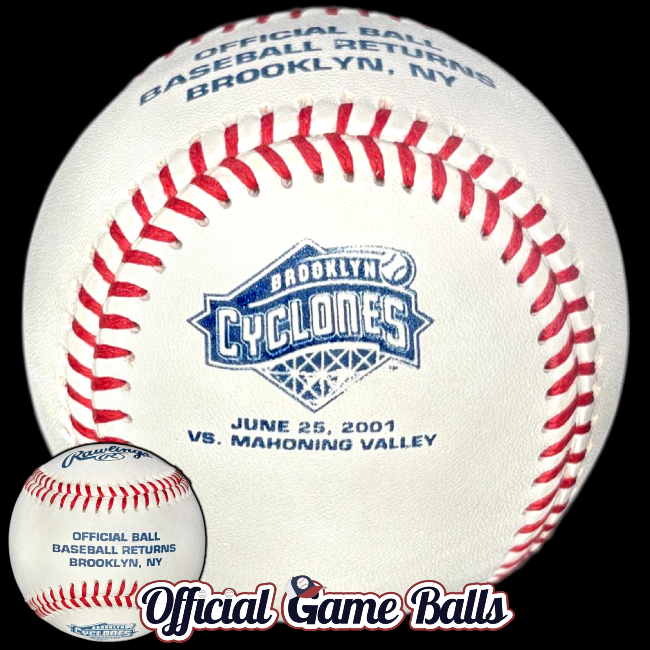 MiLB Official Game Balls 2001 Rawlings Brooklyn Cyclones Inaugural Game Baseball NYPL Ball