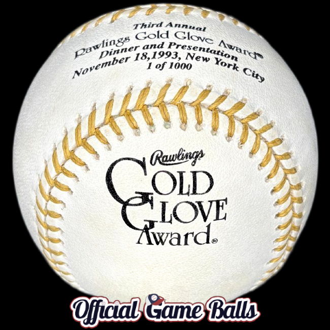 Rawlings Corporate Official Balls 1993 Rawlings Gold Glove Award Dinner & Presentation Baseball MLB GGA Ball