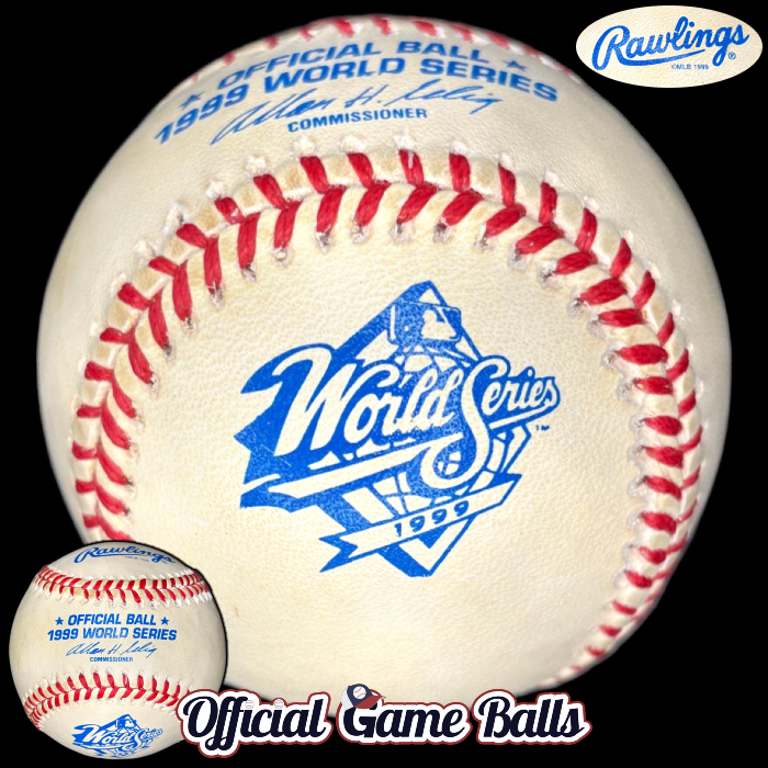 Rawlings Alternate MLB-Copyright Logo MLB Official Prototype Balls 1999 Rawlings MLB World Series Baseball Sample Print Ball. MLB Major League Baseball Baseballs Balls ROMLB Official Game Ball OfficialGameBalls.com commemorative logo balls special event baseballs logoballs. MLB Rawlings Spalding Reach Prototypes Misprints Errors Canceled Miscellaneous Test Print Balls Color Laces Stitches Ink Stamp Variation Logos Variant Version.