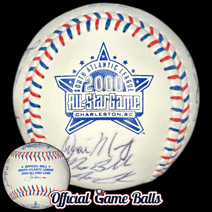 MiLB Official Game Balls 2000 Rawlings South Atlantic League All-Star Game Baseball Sally League Ball Charleston. Minor League MiLB Baseballs Official Game Baseballs commemorative logo ball special event baseballs balls. OfficialGameBalls MLB ROMLB Rawlings.