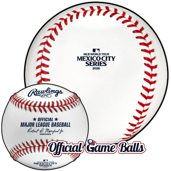 MLB Baseballs OGB 2026 Rawlings MLB World Tour Mexico City Series MOCKUP Baseball ROMLBMS26 Ball. MLB Baseballs Official Major League Baseball Balls ROMLB Official Game Ball OfficialGameBalls commemorative special event logo professional.