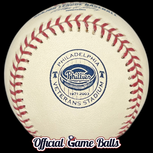 2003 Rawlings Philadelphia Phillies Veterans Stadium Final Season Baseball stamped with a special commemorative logo.