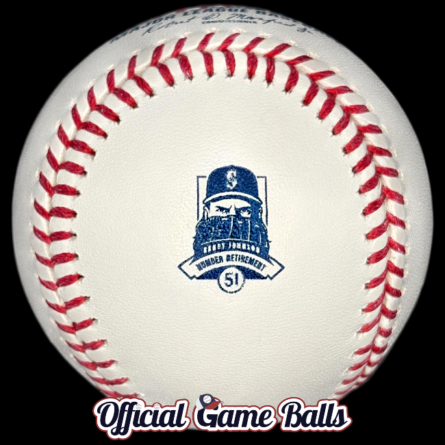 MLB Official Game Balls Baseballs 2026 Rawlings Seattle Mariners Randy Johnson Baseball Number 51 Jersey Retirement Ball. MLB Baseballs Official Major League Baseball Balls ROMLB Official Game Ball OfficialGameBalls commemorative special event logo professional.