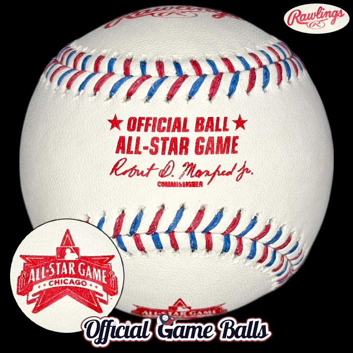 2027 Rawlings MLB All Star Game logo unveiling baseball at Wrigley Field.