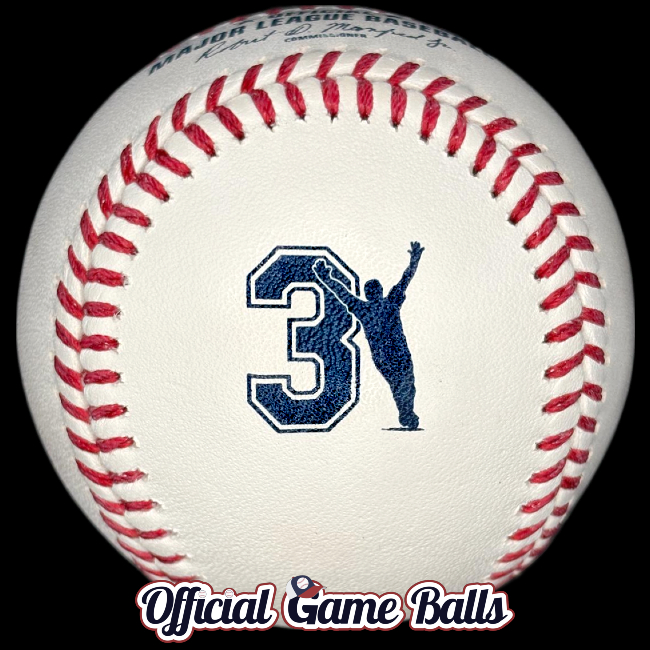 2026 Rawlings Tampa Bay Rays Evan Longoria jersey number retirement official game ball commemorative 3 Legacy Weekend logo.