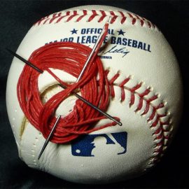 Official Rawlings game baseball common commissioner Allan Bud Selig stamped ROMLB with loose laces and needs made specifically for stitching demonstrations