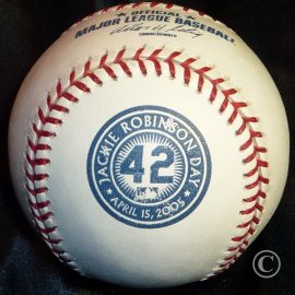 2005 Rawlings MLB Jackie Robinson Day April 15th Official Game Ball MLB 2005 Rawlings Jackie Robinson Day Baseball with special commemorative #42 logo.
