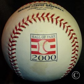 2000 Rawlings MLB Hall of Fame Ball Version 2 (Unknown Use) 2000 Rawlings MLB Hall of Fame Commemorative Game Ball Red-White-Blue Logo
