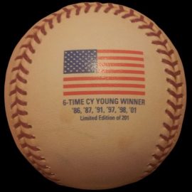 2001 Rawlings Roger Clemens 6-Time Cy Young Winner American Flag Logo Selig MLB Ball