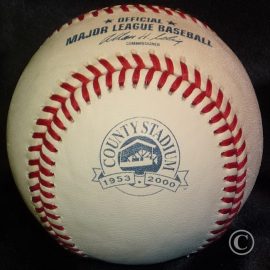 2000 Rawlings County Stadium Final Season Prototype or Misprint with an inverted commemorative logo