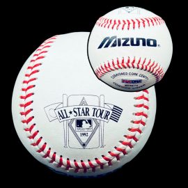 MLB International 1992 Mizuno Japan-US All-Star Tour Official Game Ball Nippon Professional Baseball vs Major League Baseball Series or Tournament Exhibtion non-Rawlings baseballs. Official Game Balls OfficialGameBalls.com ROMLB commemorative special event on-field baseballs logoballs special event logo ball baseball.