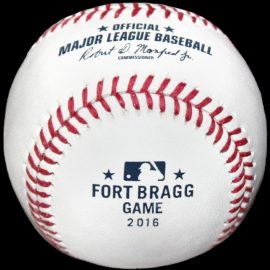 2016 Rawlings MLB Fort Bragg Game Ball Marlins & Braves 2016 Rawlings MLB Baseball Fort Bragg Game Miami Marlins Atlanta Braves North Carolina Ball. Major League official ROMLB on-field game ball.