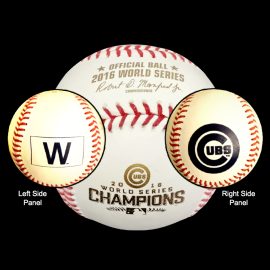 MLB Official Promo Game Ball 2016 Rawlings Baseball Chicago Cubs World Champions Commemorative Gold & Dual Side Panel Stamped. Major League Baseball Rawlings ROMLB Official Game Balls OfficialGameBalls.com MLB All-Star Game World Series commemorative logo ball special event baseballs logoballs on-field Rawlings Inaugural Final Anniversary Game National American League NL AL RO-N RO-A ONL OAL BigLeagueBaseballs.com Big League Baseballs. NLDS ALDS NLCS ALCS Wildcard Division Championship Series Playoff Games OMLB.