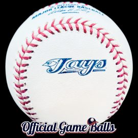 Close-up of a 2012 Rawlings Toronto Blue Jays Commemorative 2004-2011 Throwback Logo Major League Baseball.