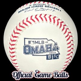 2019 Rawlings MLB in Omaha Tigers vs. KC Royals Ball Retail Edition 2019 Rawlings MLB in Omaha Baseball Official Game Ball Detroit Kansas City ROMLB Ball Large Logo Retail Version.