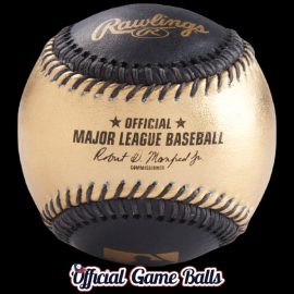 A Rawlings Major League Baseball 24K Gold & Black Leather Collector's baseball.