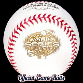 MLB Official Game Balls 2003 Rawlings MLB World Series Baseball 100th Anniversary Logo 2003 Rawlings MLB World Series Baseball 100th Anniversary commemorative logo design.
