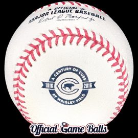 A 2016 Rawlings Chicago Cubs Baseball Century of Cubs at Wrigley Field special commemorative logo game ball.