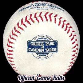 MLB Official Game Balls 2012 Rawlings Baltimore Orioles 20th Anniversary Baseball Oriole Park Camden Yards Ball.