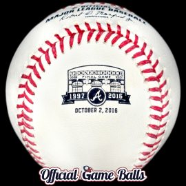 MLB Official Game Balls 2016 Rawlings Atlanta Braves Turner Field Baseball Final Game Ball. October 2nd 2016.