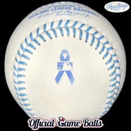 2017 Rawlings MLB Father's Day Games Baseball 2017 Rawlings MLB Fathers Day Major League ROMLB Ball. Blue ink stamping and stitching commemorates the event and sales raised awareness for prostate cancer.