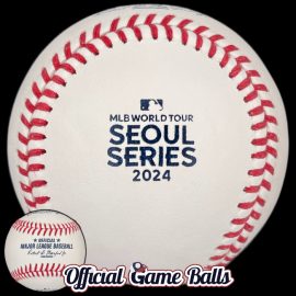 MLB Official Game Balls 2024 Rawlings MLB World Tour Baseball Seoul Series Ball Dodgers Padres Korea. March 20–21, 2024, at the Gocheok Sky Dome in Seoul, South Korea. First-ever Major League Baseball regular-season games played in Korea. MLB Baseballs Official Major League Baseball Balls ROMLB Official Game Ball OfficialGameBalls commemorative special event logo professional.