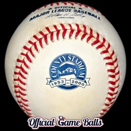 MLB Official Balls Baseballs 2000 Rawlings Milwaukee Brewers County Stadium Baseball Final Series Game Ball.