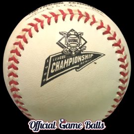 Official 1999 Rawlings NL game baseball with National League Championship Series logo stamped in black.