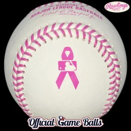 2015–2017 Rawlings MLB Mother’s Day Games Baseball 2015–2017 Rawlings MLB Mother’s Day Baseball Commemorative Pink Ribbon Logo Manfred Game Ball promoting Breast Cancer Awareness.