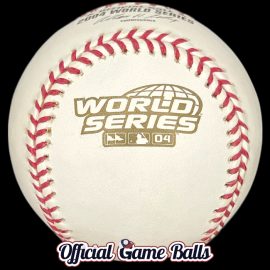 2004 Rawlings MLB World Series Baseball ROMLB-WS Official Game Ball 2004 Rawlings MLB World Series official game baseball. An ROMLB model featuring the Fall Classic gold-stamped logo.