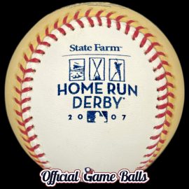 2007 Rawlings MLB All-Star Home Run Derby Gold Ball San Francisco 2007 Rawlings MLB game baseball with a gold leather panel and commemorative San Francisco Home Run Derby logo.