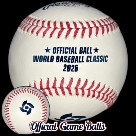 2026 Rawlings WBC World Baseball Classic Ball Version 2 Official 2026 Rawlings World Baseball Classic tournament baseball stamped with an updated smaller commemorative WBC logo.