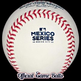 The 2022 Rawlings MLB Baseball made for the Mexico Series, featuring a commemorative special event logo stamp.