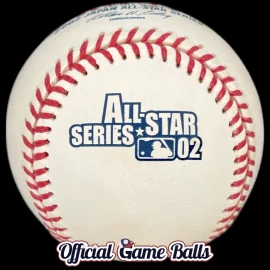 Official 2002 Rawlings MLB All-Star Tour of Japan baseball with commemorative Major League Baseball batterman and event logo.